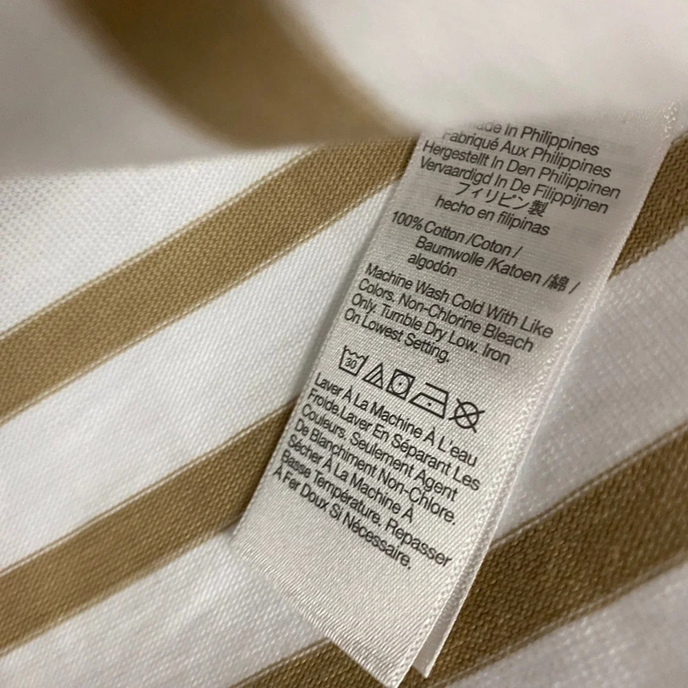 Madewell Tee Womens Medium Tan White Striped Heavyweight Cotton Jersey NZ396 - Picture 7 of 9